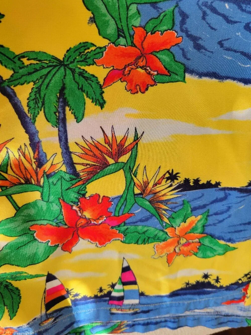 Polo Ralph Lauren Sailboat Tropical Print Camp Shirt Resort Cruise Kids M 10/12
